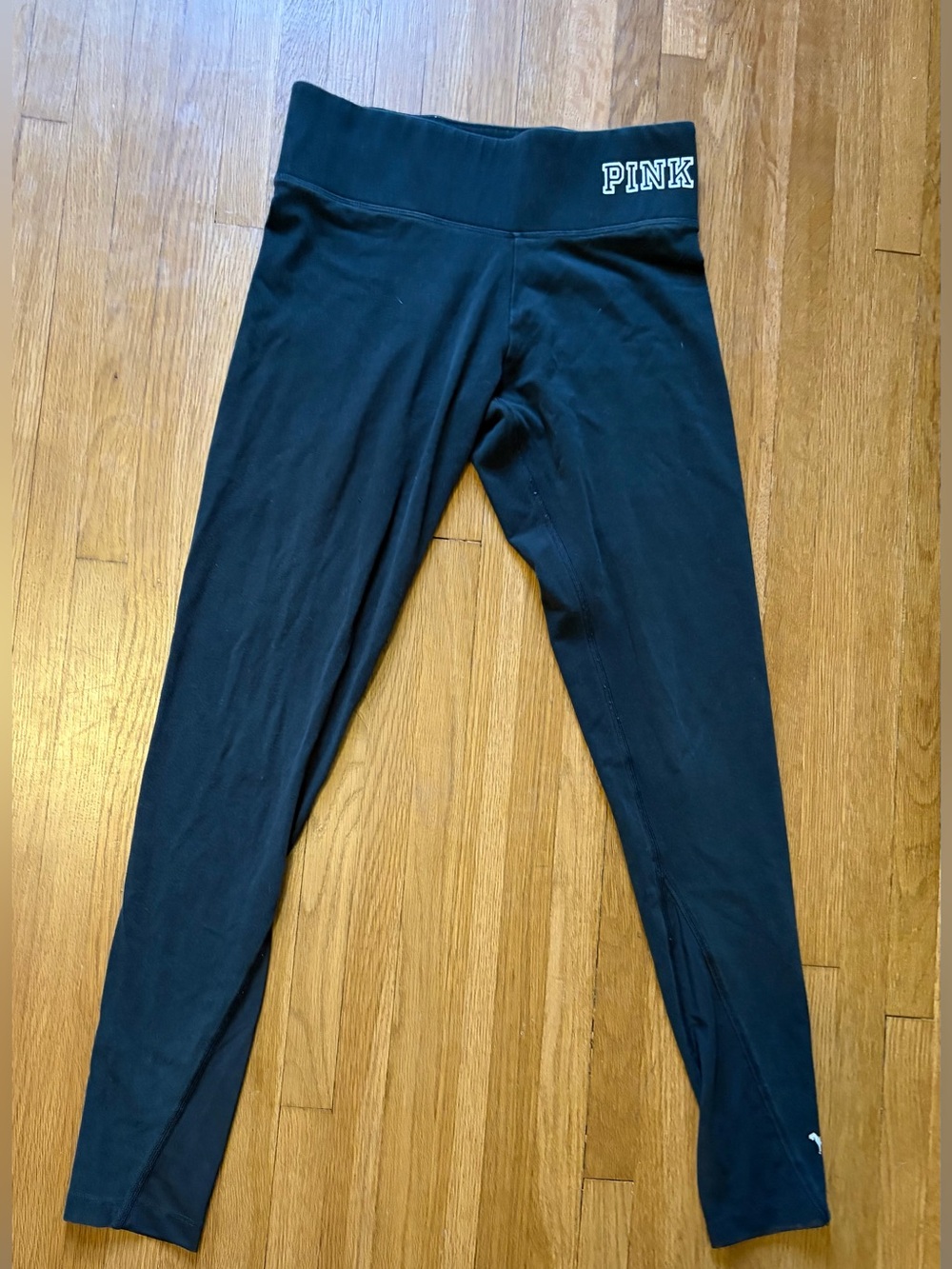 PINK Victoria's Secret Y2K Cotton Yoga Leggings Mesh Ankle Detail Black S